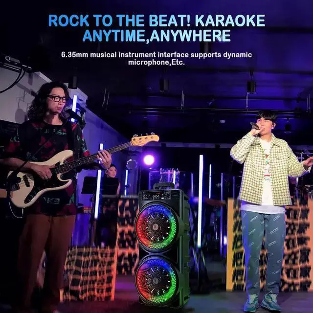 Alt view image 5 of 7 - 6000W Dual 8" Bluetooth Speaker Sub woofer Heavy Bass Sound System Party + Mic