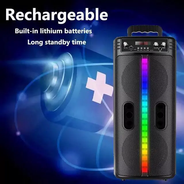 Alt view image 2 of 7 - Portable 6000W Bluetooth Speaker Sub Woofer Heavy Bass Sound System Party & Mic