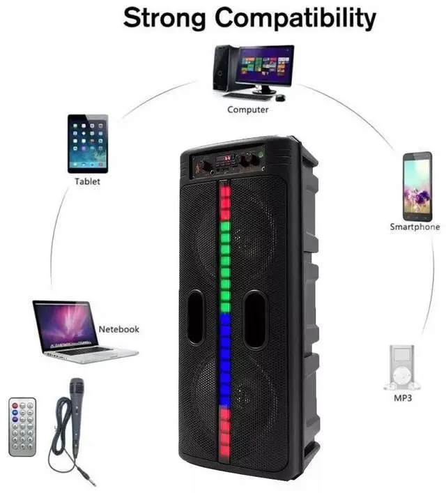 Alt view image 3 of 7 - Portable 6000W Bluetooth Speaker Sub Woofer Heavy Bass Sound System Party & Mic