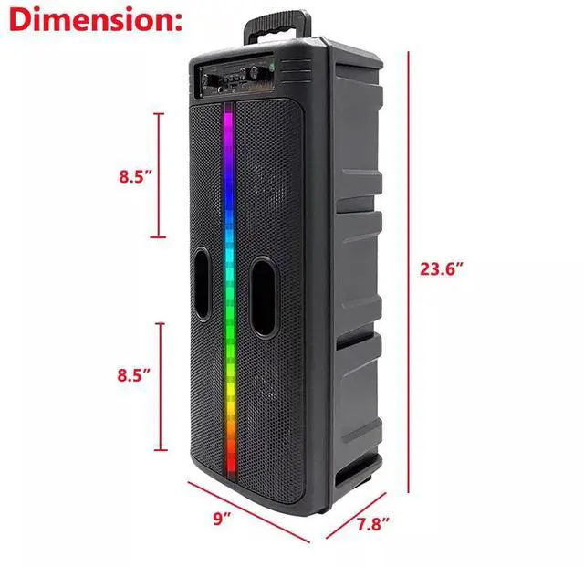 Alt view image 7 of 7 - Portable 6000W Bluetooth Speaker Sub Woofer Heavy Bass Sound System Party & Mic