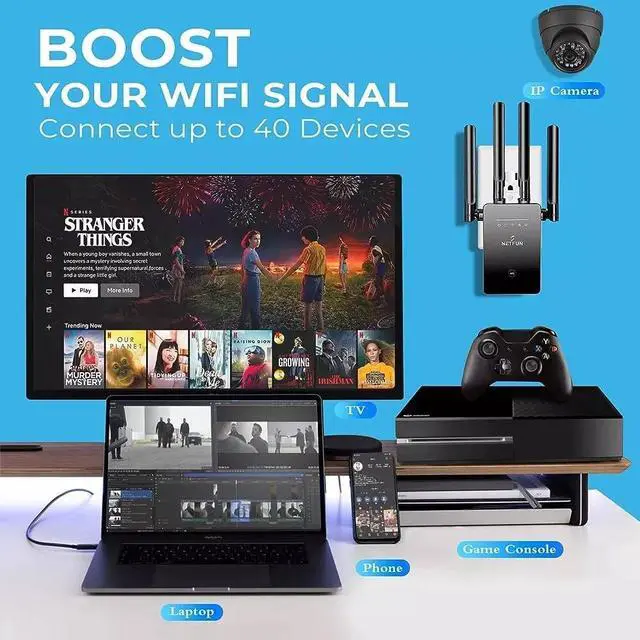 Alt view image 5 of 7 - WiFi Extender Signal Booster Up To 9956 sq.ft Coverage