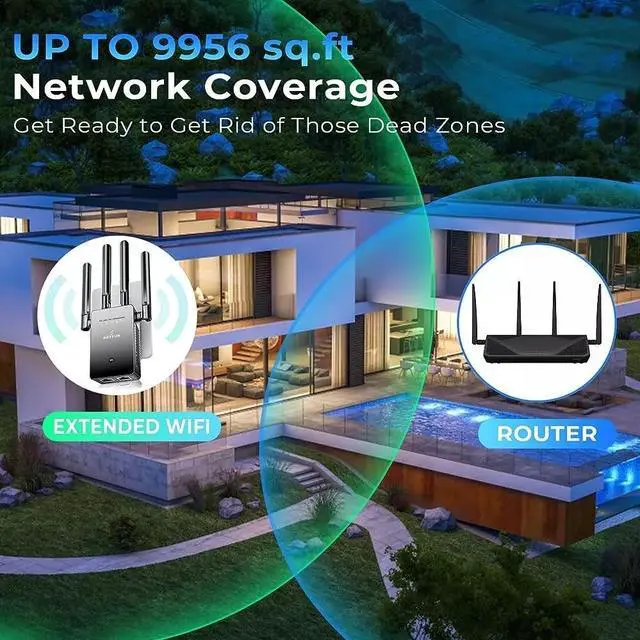 Alt view image 2 of 7 - WiFi Extender Signal Booster Up To 9956 sq.ft Coverage
