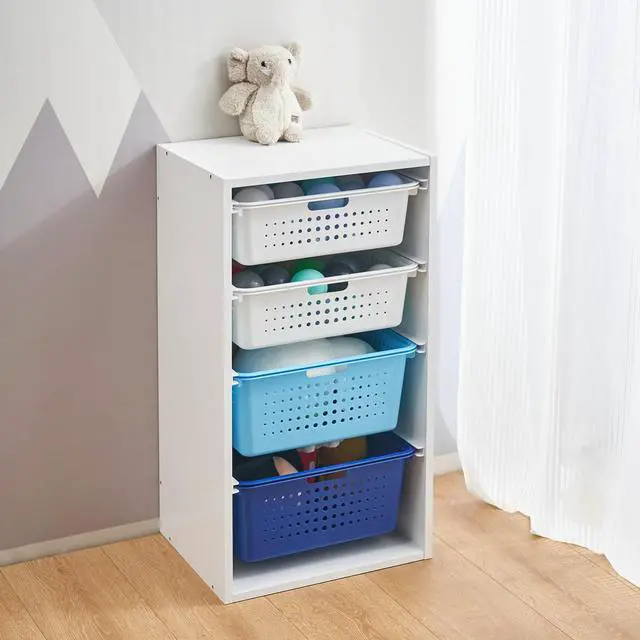 Alt view image 3 of 4 - Your Zone Kids Sliding Bin Organizer with 4 Storage Bins, White, Age 3+ Blue
