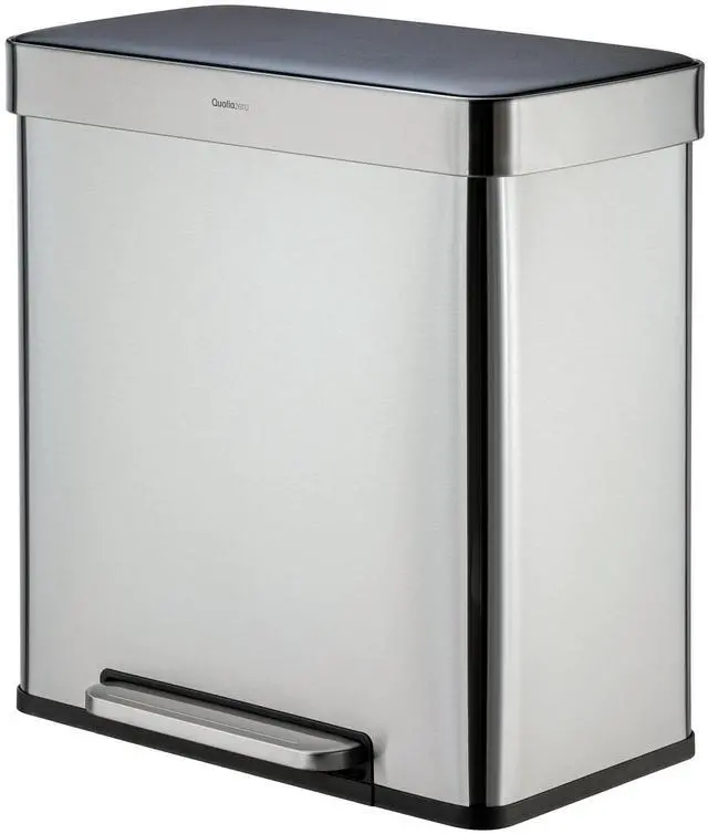 Main image of Qualiazero 16 Gallon Trash Can, 8 Gallon Dual Compartment Step On Kitchen Trash Can, Stainless Steel
