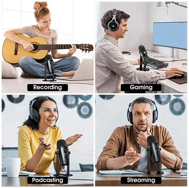 Alt view image 3 of 7 - USB Microphone, Condenser Gaming Microphone for PC//5/Laptop/Phone, 4 Sound Modes, Noise Reduction and Reverb