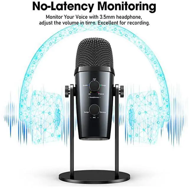 Alt view image 2 of 7 - USB Microphone, Condenser Gaming Microphone for PC//5/Laptop/Phone, 4 Sound Modes, Noise Reduction and Reverb