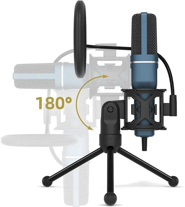 Alt view image 4 of 7 - USB Microphone, Computer Condenser PC Gaming Mic with Tripod Stand & Pop Filter for Streaming, Podcasting, Vocal Recording, Compatible with iMac Laptop Desktop Windows Computer