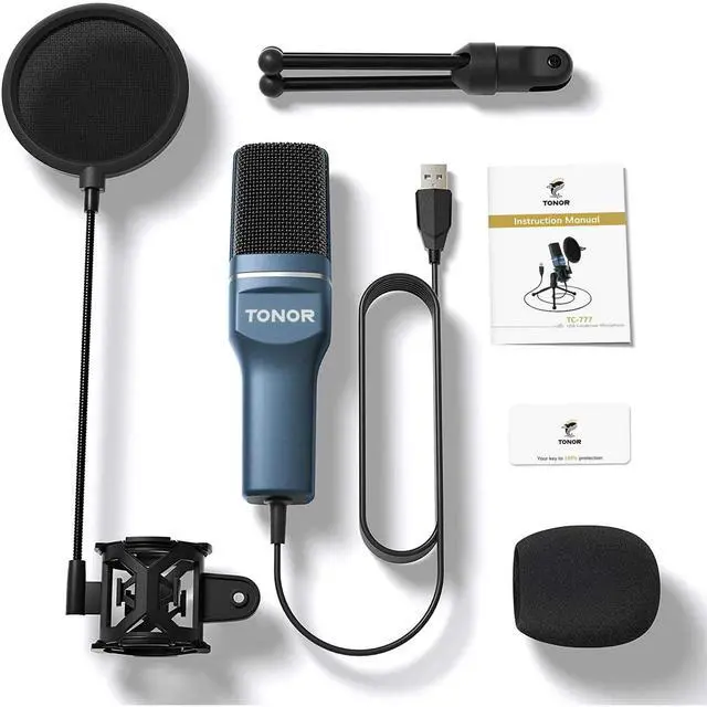 Alt view image 3 of 7 - USB Microphone, Computer Condenser PC Gaming Mic with Tripod Stand & Pop Filter for Streaming, Podcasting, Vocal Recording, Compatible with iMac Laptop Desktop Windows Computer
