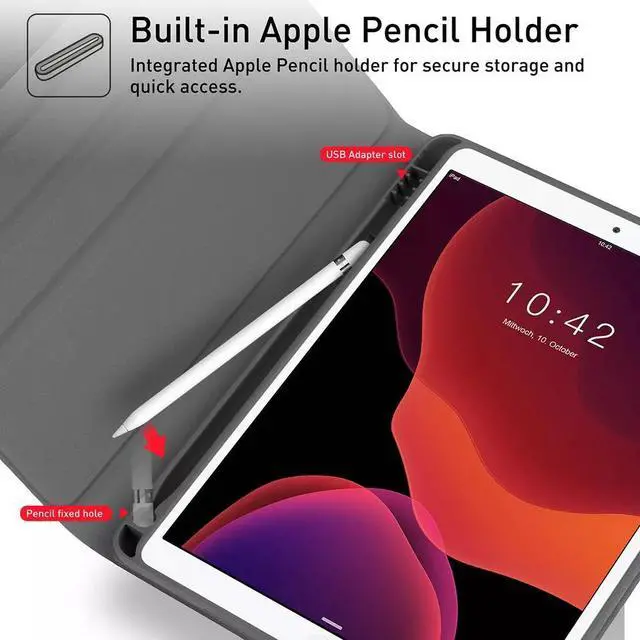 Alt view image 4 of 7 - For iPad 9th/8th/7th Gen 10.2 inch Keyboard Case with Pencil Holder Stand Cover