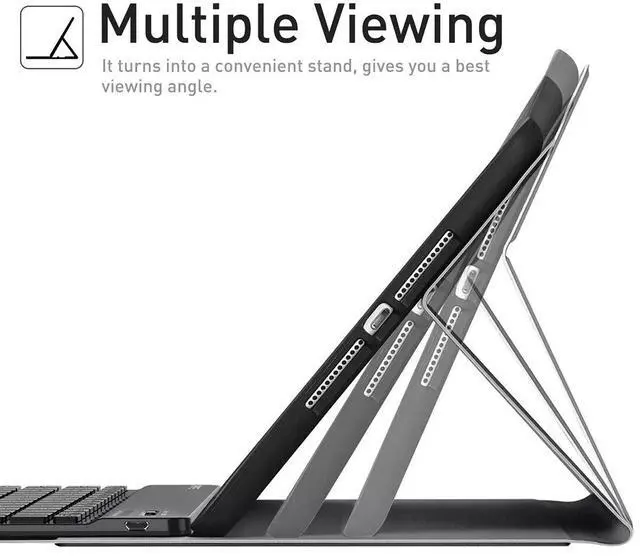 Alt view image 6 of 7 - For iPad 9th/8th/7th Gen 10.2 inch Keyboard Case with Pencil Holder Stand Cover
