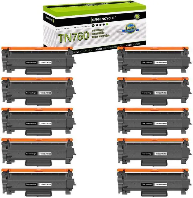 Main image of GREENCYCLE Compatible Toner Cartridge Replacement for Brother TN760 TN-760 TN730 Use for HL-L2350DW HL-L2395DW HL-L2390DW HL-L2370DW MFC-L2750DW MFC-L2710DW DCP-L2550DW Printer (Black,10-Pack)