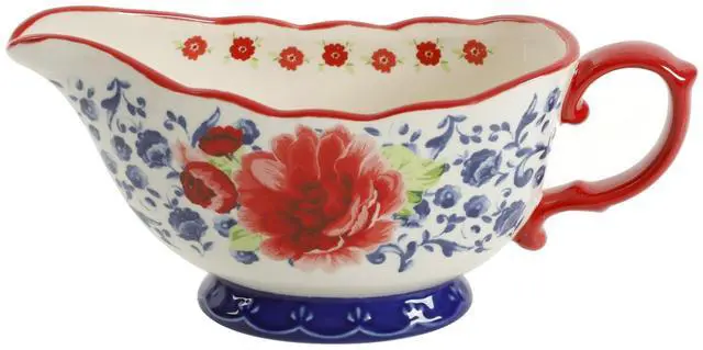 Alt view image 5 of 6 - The Pioneer Woman Frontier Rose Butter Dish w/Lid, Gravy Boat and Salt & Pepper Set, 5 Piece Set