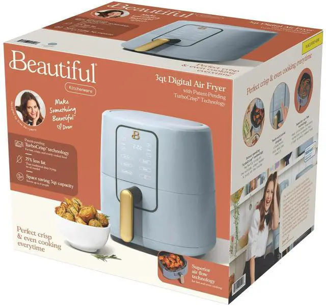 Alt view image 3 of 7 - Beautiful 3 Qt Air Fryer with TurboCrisp Technology, White Icing by Drew Barrymore Blue