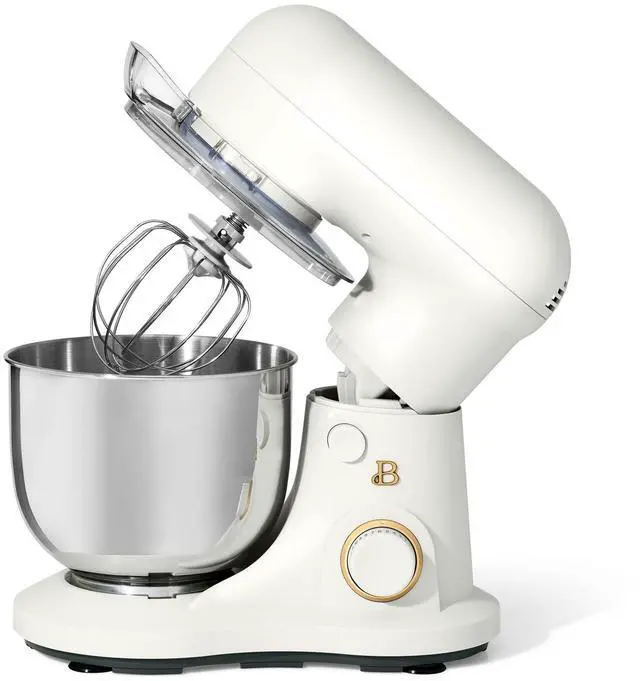 Alt view image 2 of 7 - Beautiful 3.5 Qt Stand Mixer, White Icing with Flat Beater, Dough Hook, Balloon Whisk