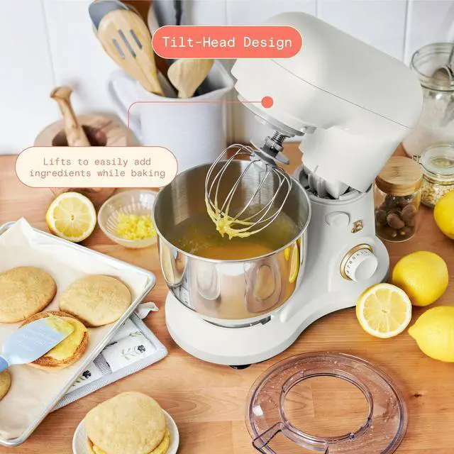 Alt view image 6 of 7 - Beautiful 3.5 Qt Stand Mixer, White Icing with Flat Beater, Dough Hook, Balloon Whisk