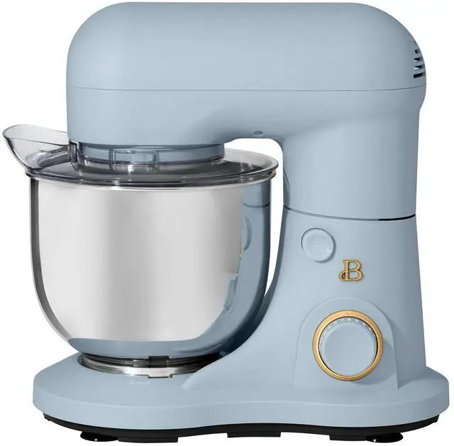 Main image of Beautiful 3.5 Qt Stand Mixer, White Icing with Flat Beater, Dough Hook, Balloon Whisk Blue