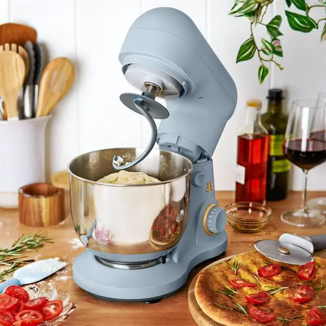 Alt view image 4 of 7 - Beautiful 3.5 Qt Stand Mixer, White Icing with Flat Beater, Dough Hook, Balloon Whisk Blue