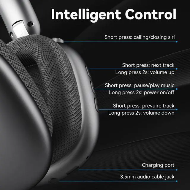 Alt view image 7 of 7 - Twshouse Y01 Bluetooth Headphones over Ear Wireless, 48 Hours Listening Time with Microphone, Foldable Lightweight Design, HiFi Stereo Sound with Deep Bass, for Work, Travel, Sport Gray
