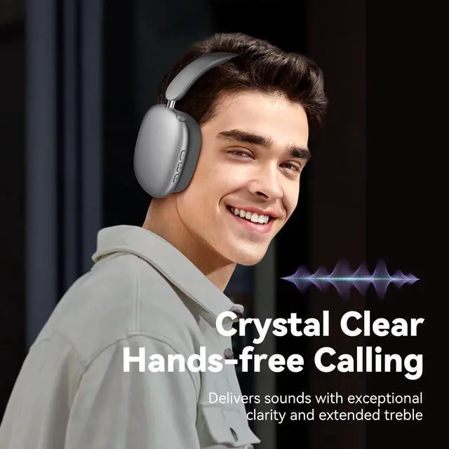 Alt view image 6 of 7 - Twshouse Y01 Bluetooth Headphones over Ear Wireless, 48 Hours Listening Time with Microphone, Foldable Lightweight Design, HiFi Stereo Sound with Deep Bass, for Work, Travel, Sport Gray