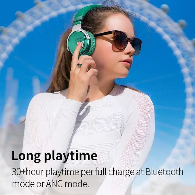 Alt view image 5 of 7 - COWIN E7 Active Noise Cancelling Headphones Bluetooth Headphones with Mic Deep Bass Wireless Headphones Over Ear Green