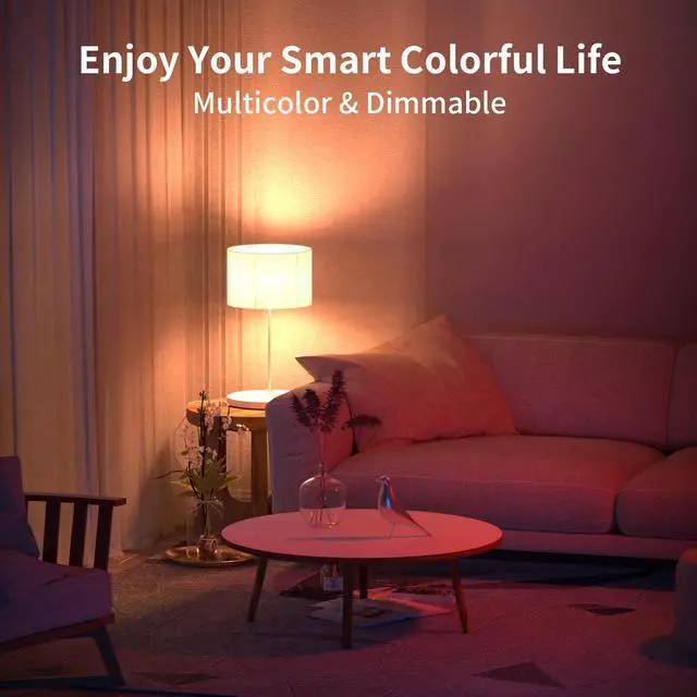 Alt view image 6 of 7 - Bulbs RGBCW Wi-Fi Color Changing Led Bulbs Compatible with Alexa &amp; Google Home Assistant A19 E26 9W 800LM Multicolor Led Light Bulb No Hub Required Light Bulbs 6
