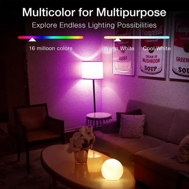 Alt view image 5 of 7 - Smart Light Bulbs, DAYBETTER Wifi Color Changing LED Light Bulbs,9W (60Watt Eqv),A19 E26 2.4Ghz Only 6 Pack