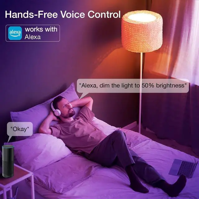 Alt view image 2 of 7 - Smart Light Bulbs, DAYBETTER Wifi Color Changing LED Light Bulbs,9W (60Watt Eqv),A19 E26 2.4Ghz Only 6 Pack