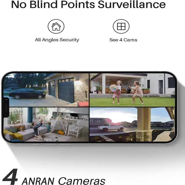Alt view image 7 of 7 - ANRAN 2K/4MP Solar Security Camera with Base Station, Spotlight, Expandable Local Storage, No Monthly Fee, 360° View Wireless Outdoor Camera, Waterproof PIR Detection, Home Surveillance System Camera