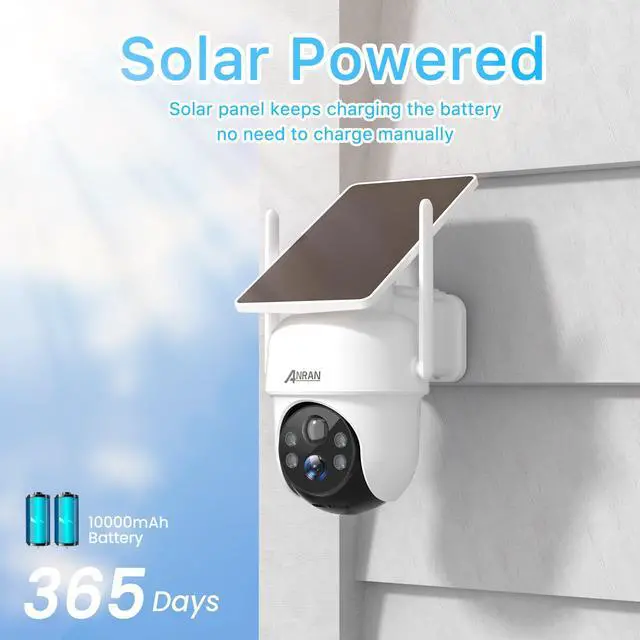 Alt view image 2 of 7 - ANRAN 2K/4MP Solar Security Camera with Base Station, Spotlight, Expandable Local Storage, No Monthly Fee, 360° View Wireless Outdoor Camera, Waterproof PIR Detection, Home Surveillance System Camera