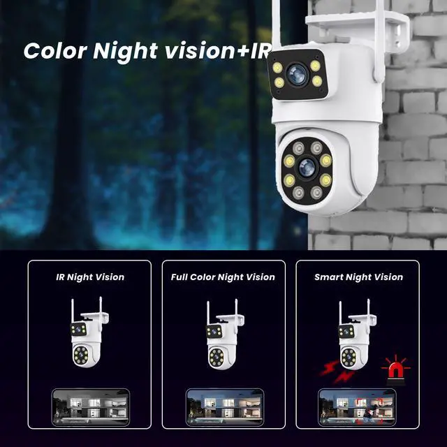 Alt view image 7 of 7 - Xorlink 4K Dual Lens Outdoor Security Camera, WiFi PTZ Outside Cameras for Home Security with Auto Tracking, Human Detection, IP66, Color Night Vision, 24/7 Record,Two-Way Audio, Dual-Screen Display