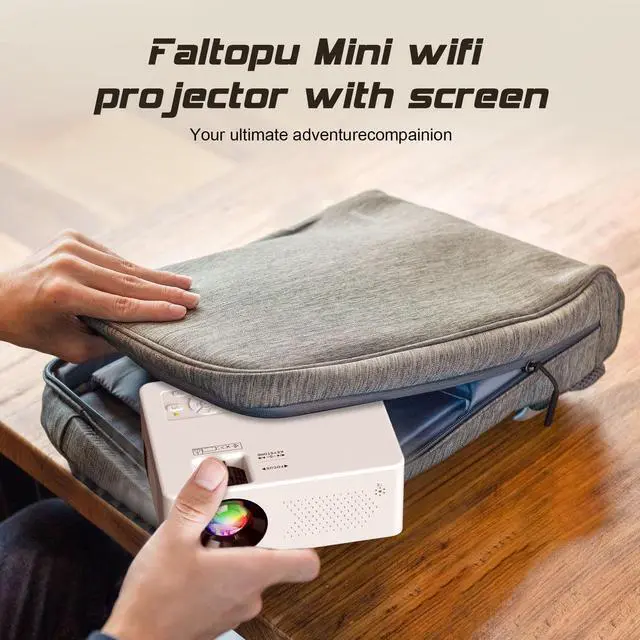 Alt view image 5 of 7 - Faltopu Mini Projector with Wifi and Bluetooth, 9500LM Portable Home Theater Projector with Screen ,1080P 250"Display Supported