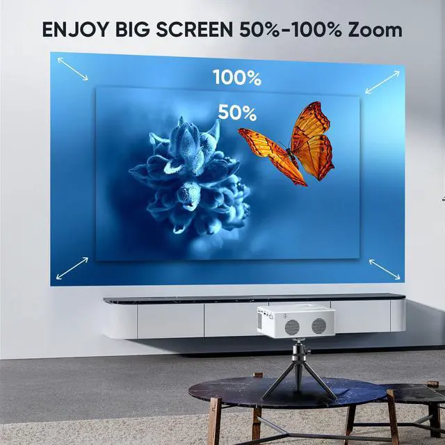 Alt view image 5 of 7 - Faltopu Mini Bluetooth Projector with Tripod, 9500LM Full HD 1080P Portable Home Theater Projector ,Support 250"Display