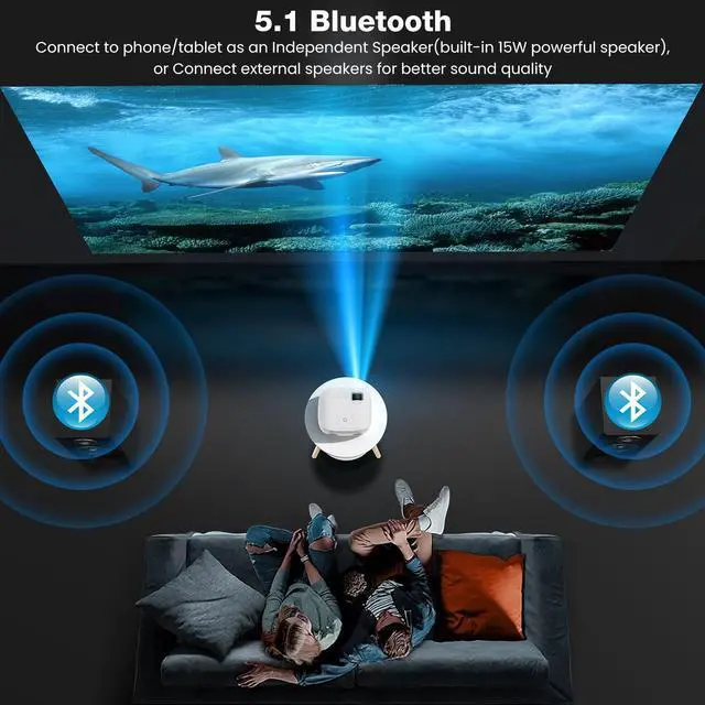 Alt view image 3 of 7 - AUOSHI 4K Support Portable Projector with Wifi and Bluetooth Mini Projector with Speaker FHD Native 1080P Projectors for Outdoor Movies Home Theater