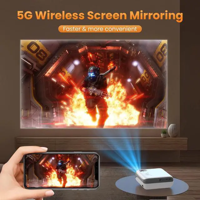 Alt view image 7 of 7 - Groview Projector with WiFi and Bluetooth, Native 1080P Support 4K, 100" Screen Included