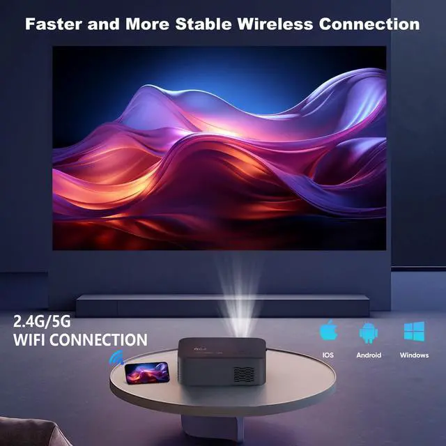 Alt view image 2 of 7 - [Electric Focus] 5G Wifi Projector with Bluetooth Native 1080P Projector, 400ANSI Full HD Projector Supported 4K , LCD Technology Home Theater, Max 300" Screen Supported