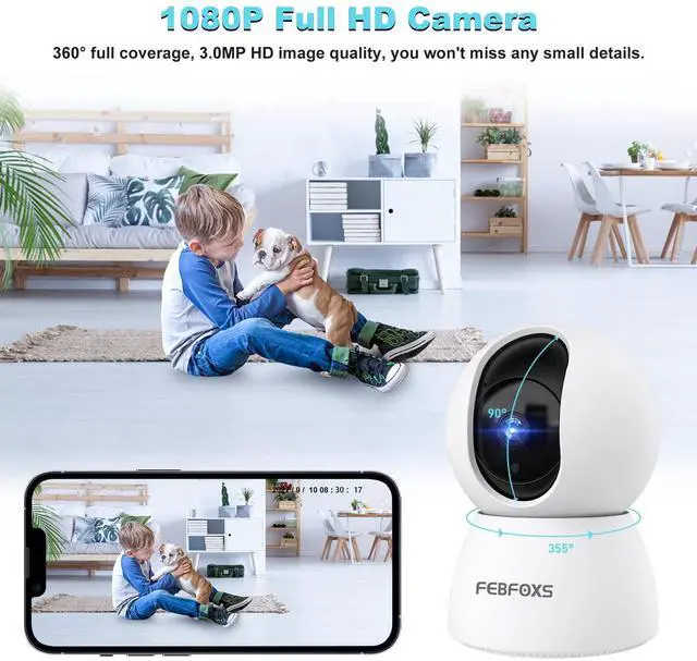 Alt view image 4 of 7 - FEBFOXS 2K Baby Monitor Indoor Security Camera for Home Security