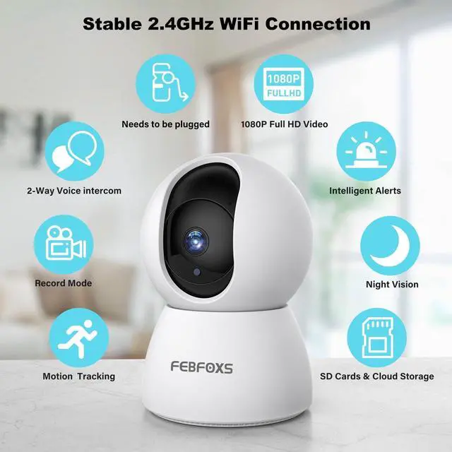 Alt view image 5 of 7 - FEBFOXS 2K Baby Monitor Indoor Security Camera for Home Security