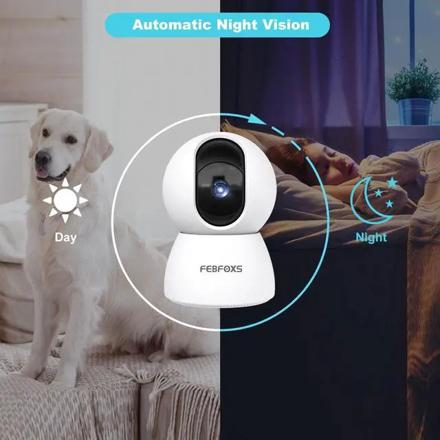 Alt view image 7 of 7 - FEBFOXS 2K Baby Monitor Indoor Security Camera for Home Security