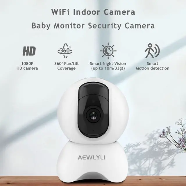 Alt view image 3 of 7 - AEWLYLI Baby Monitor Security Camera, 360° 1080P HD WiFi Camera, Night Vision for Baby, Pet Dog and Elderly