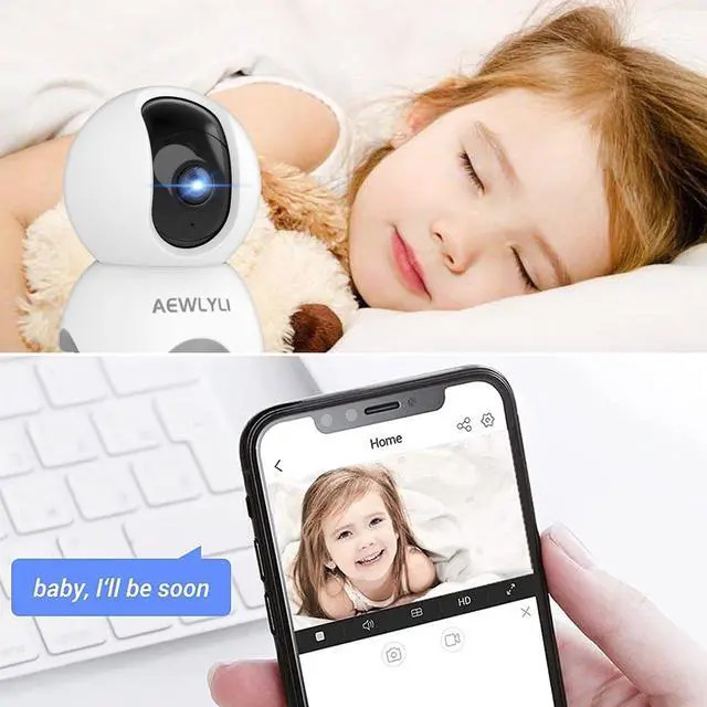 Alt view image 5 of 7 - AEWLYLI Baby Monitor Security Camera, 360° 1080P HD WiFi Camera, Night Vision for Baby, Pet Dog and Elderly