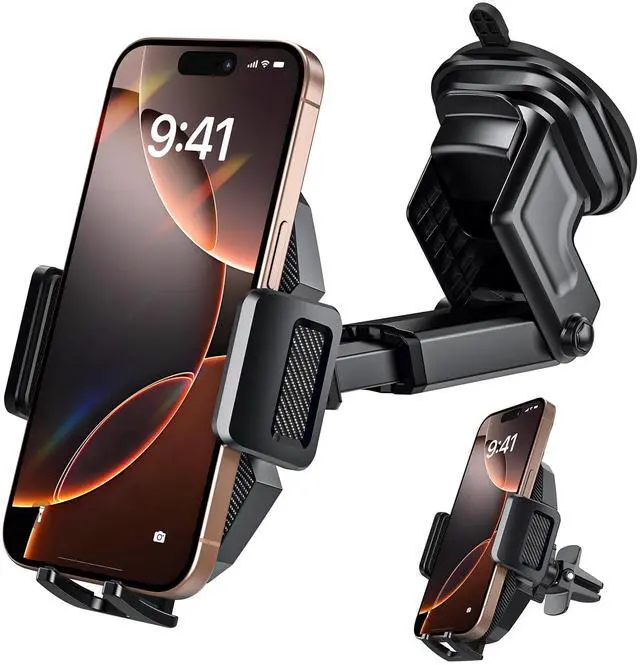Main image of TOPVISION Car Phone Holder, Air Vent Phone Car Holder, Universal Phone Holder for Dashboard and Windshield, Car Mount for Cars, Trucks, SUVs