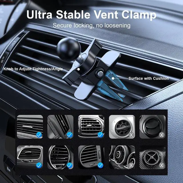 Alt view image 4 of 7 - TOPVISION Car Phone Holder, Air Vent Phone Car Holder, Universal Phone Holder for Dashboard and Windshield, Car Mount for Cars, Trucks, SUVs