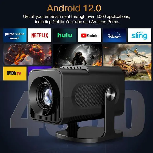 Alt view image 6 of 7 - CANGTEENER 1080P Mini Game Video Projector 4K with WiFi 6, Bluetooth 5.4, Android 11, Auto Keystone, 180° Adjustable Stand for Home Theater/Play Games