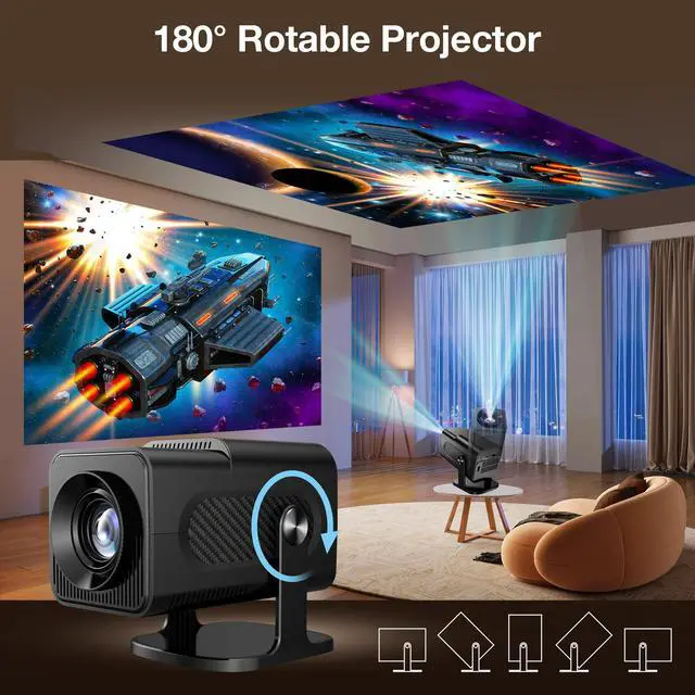 Alt view image 5 of 7 - CANGTEENER 1080P Mini Game Video Projector 4K with WiFi 6, Bluetooth 5.4, Android 11, Auto Keystone, 180° Adjustable Stand for Home Theater/Play Games