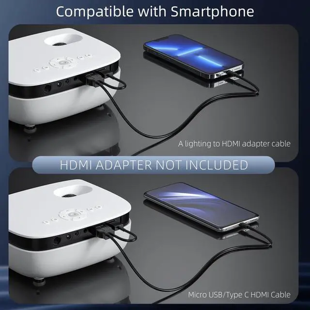 Alt view image 2 of 7 - TOPVISION 1080P Mini Projector with Wifi and Bluetooth, 7500 Lumens, Include 100 inch Screen