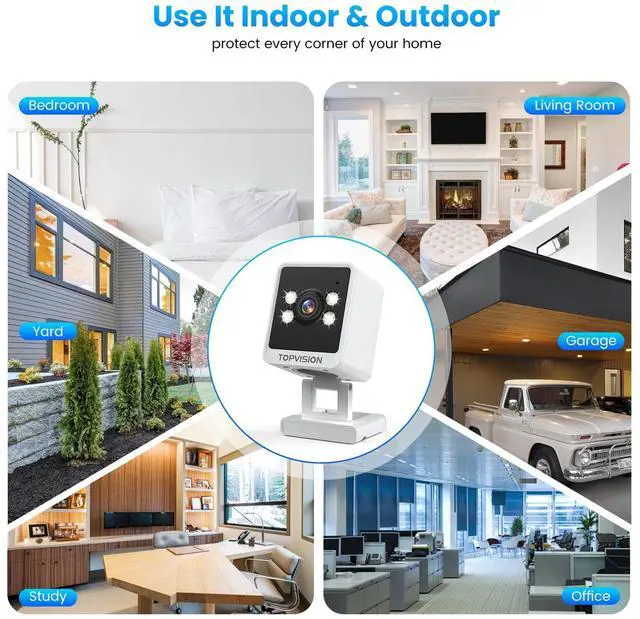 Alt view image 6 of 7 - TOPVISION Q28 Smart Home Security Camera Outdoor with 2K Resolution, Box Surveillance Camera, White, 1