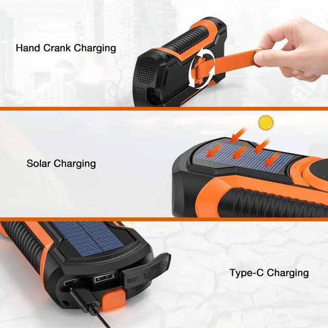 Alt view image 5 of 7 - TOPVISION Emergency Radio, AM/FM/NOAA Weather Radio with 5000mAh Portable Power Bank, USB/Solar/Hand Crank Charging, Waterproof Flashlight, SOS Alarm for Camping Hiking Travel Hurricane