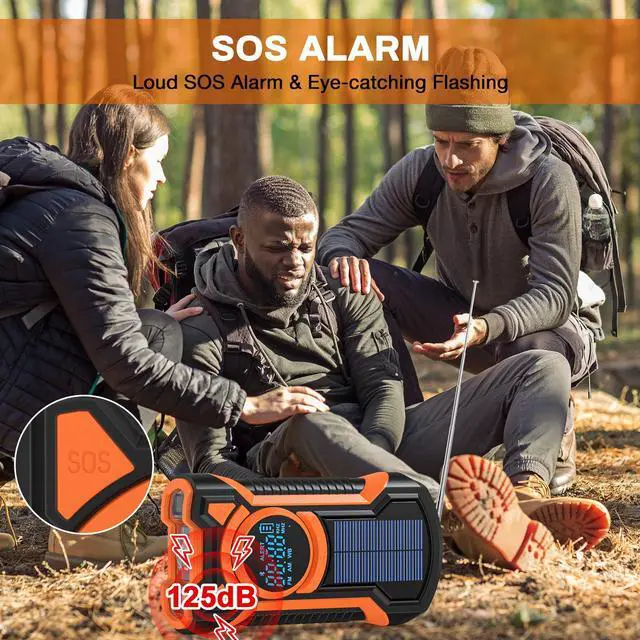 Alt view image 2 of 7 - TOPVISION Emergency Radio, AM/FM/NOAA Weather Radio with 5000mAh Portable Power Bank, USB/Solar/Hand Crank Charging, Waterproof Flashlight, SOS Alarm for Camping Hiking Travel Hurricane