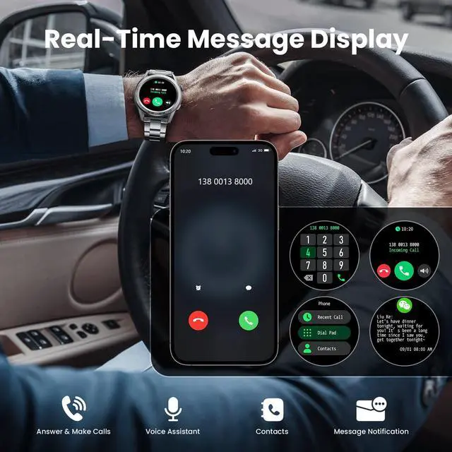 Alt view image 7 of 7 - TOPVISION Smart Watch for Men Women, Fitness Tracker 100+ Sport Modes 2 Bands for Android iOS, Silver