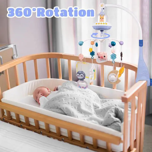 Alt view image 5 of 7 - FEBFOXS Baby Crib Mobile Toys, Baby Mobile for Crib with Music and Lights, Nursery Mobile with Remote for Bassinet, Hanging Toys for Boys Girls